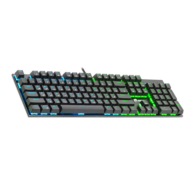 کیبورد گیمینگ گرین مدل GK802-RGB، مکانیکال سوییچ آبی، Full-Size، نورپردازی RGB