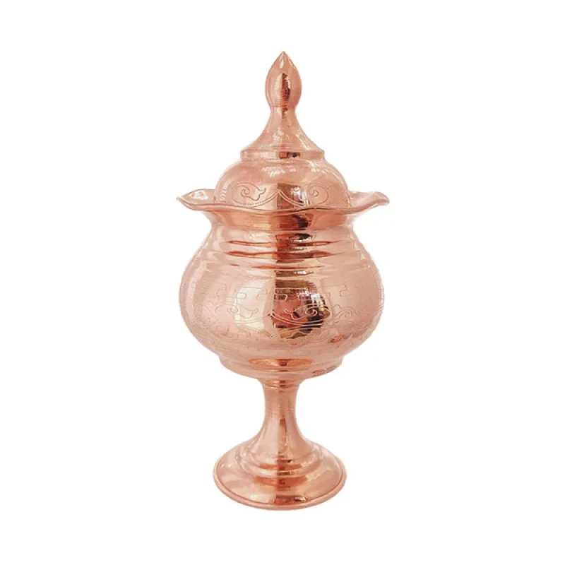 قندان مسی مدل لب چین لیزری پایه دار کد ZH332.1