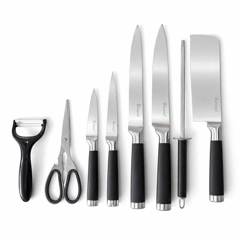 سرویس چاقو 8 پارچه با تیغه استیل ضد زنگ و با دسته استیل ضد زنگ پارادایس مدل HS-3010