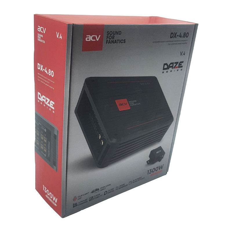 آمپلی فایر خودرو 4 کانال ای سی وی مدل DX-4.80