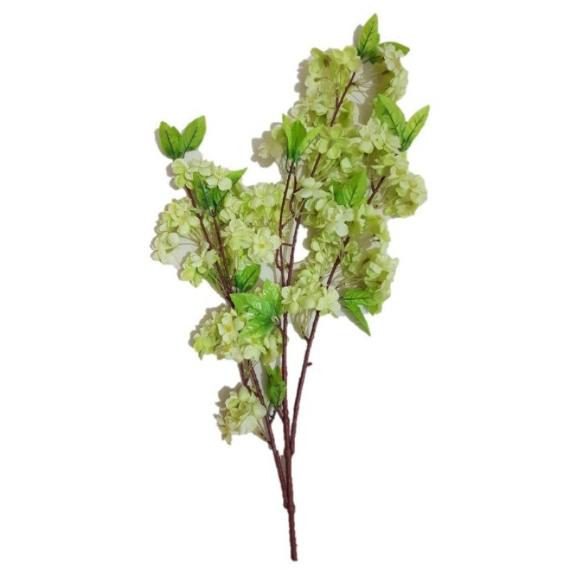 گل مصنوعی شکوفه سیب رومیزی مدل mo140 با گل‌های پارچه‌ای، ابعاد 105x30x7 سانتی‌متر، وزن 300 گرم