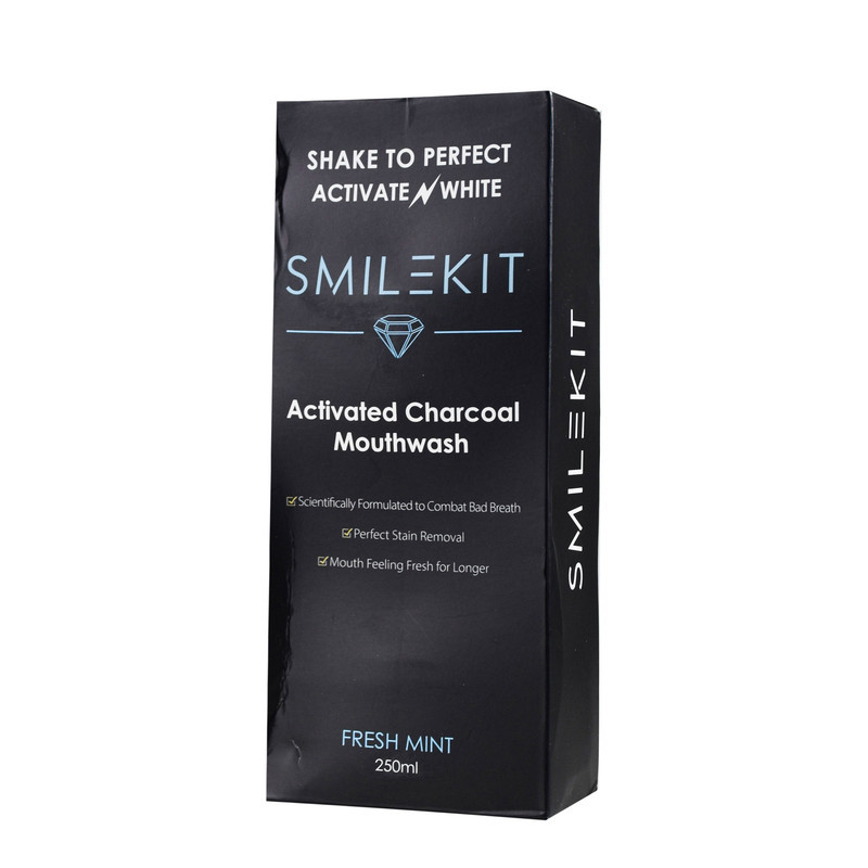 دهان شویه اسمایل کیت مدل Activated Charcoal حجم 250 میلی لیتر