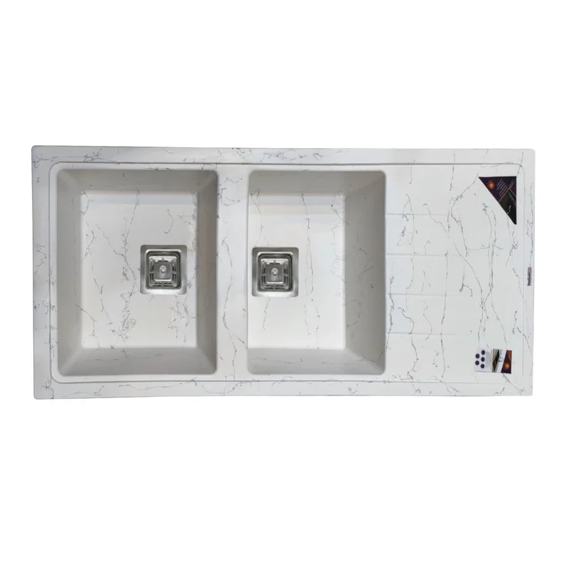 سینک ظرفشویی گرانیت توکار دو لگنه پارادایز مدل Carlo-Italy-414-WS