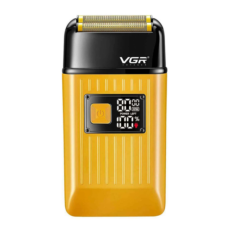 ماشین اصلاح موی سر و صورت وی جی ار مدل V-357 فویلی با تیغه تیتانیوم، ضد آب، باتری 600 میلی‌آمپر ساعت، موتور 6000 دور در دقیقه و شارژ USB