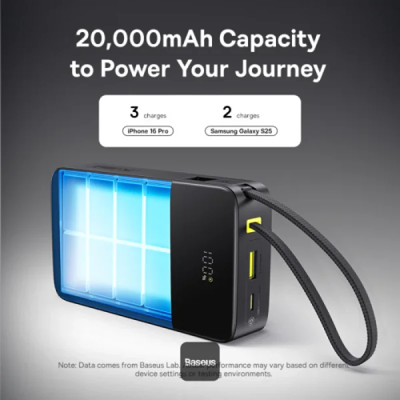 پاوربانک 22.5 وات بیسوس مدل ENERFILL PPBD2P-2020  ظرفیت 20000 میلی آمپر ساعت به همراه کابل USB-C