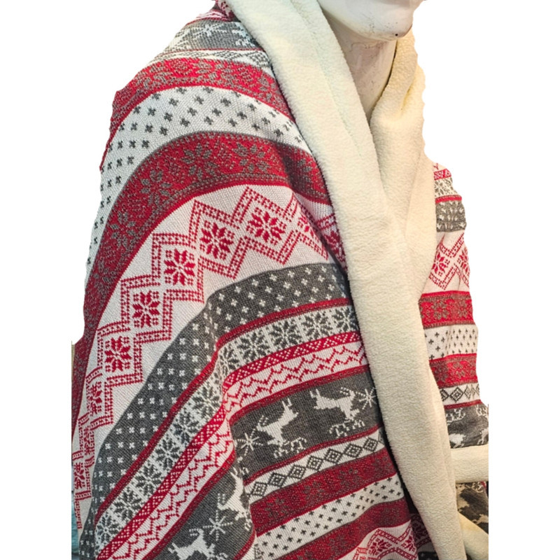 پتو مای هوم مدل کریسمسی پشت خز دار سایز 160x210 سانتی متر