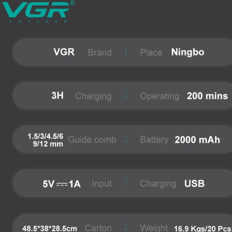 ماشین اصلاح موی سر و صورت وی جی ار مدل v-166