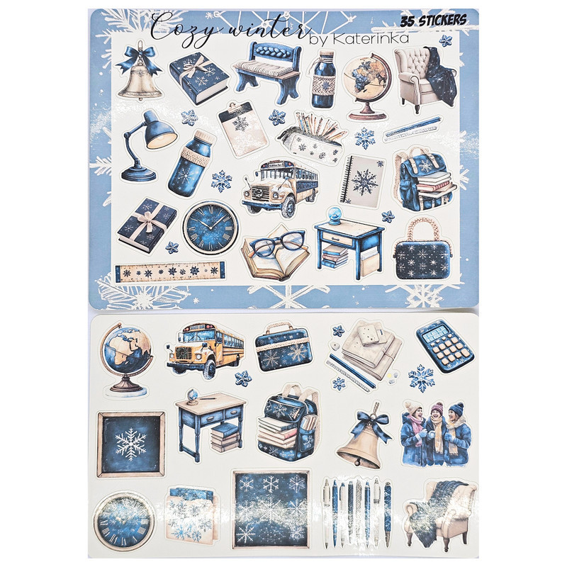 برچسب طرح برش خورده بولت ژورنال مدل Cozy Winter بسته 35 عددی