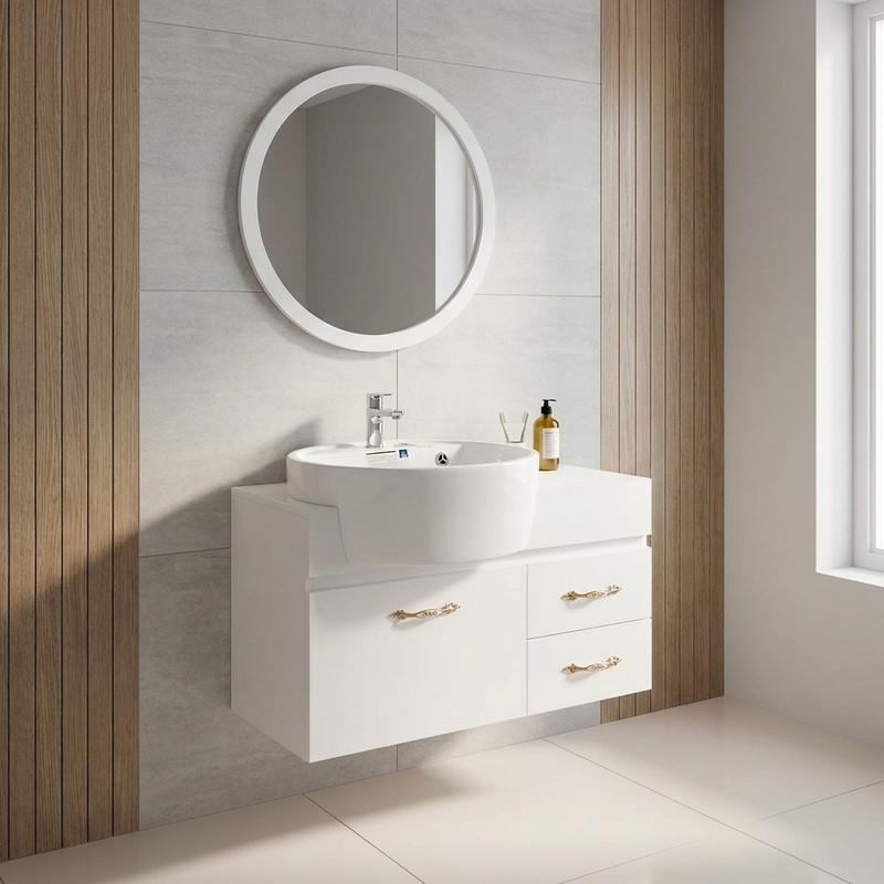 ست کابینت و روشویی آزالیا مدل Milana04 به همراه آینه