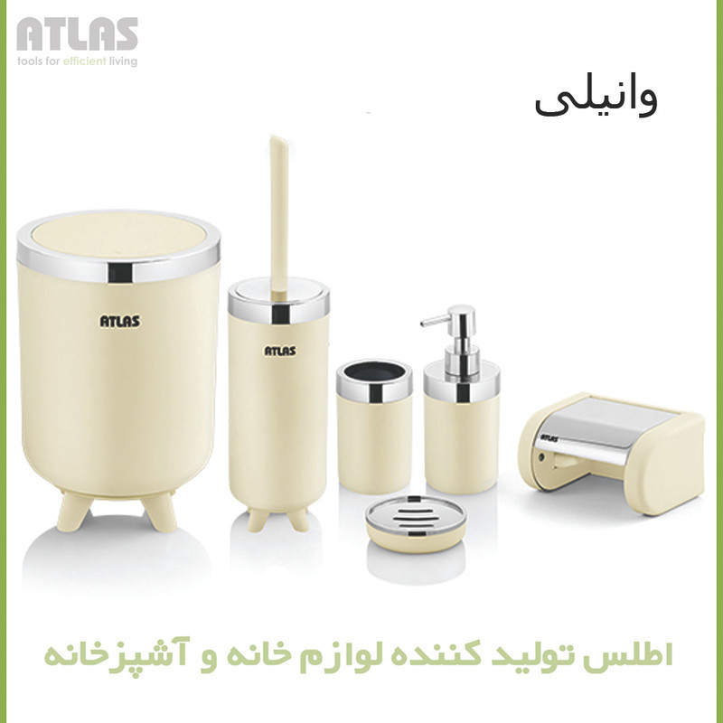 ست سرویس بهداشتی 6 تکه اطلس مدل سلین طرح کروم