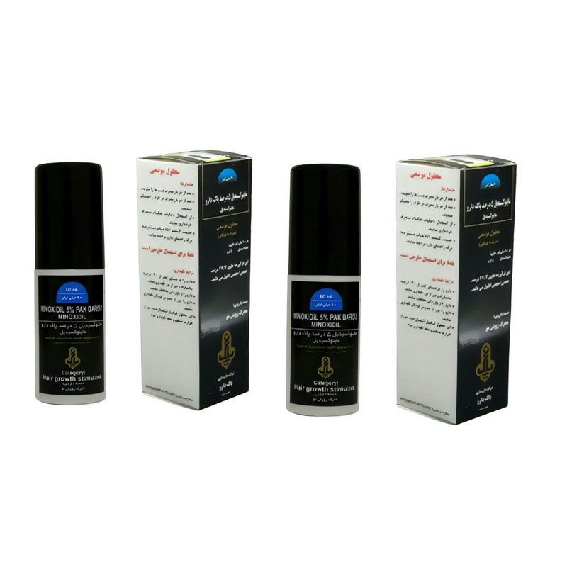 محلول تقویت کننده مو پاک دارو مدل ماینوکسیدیل 5 درصد حجم 60 میلی لیتر بسته 2 عددی