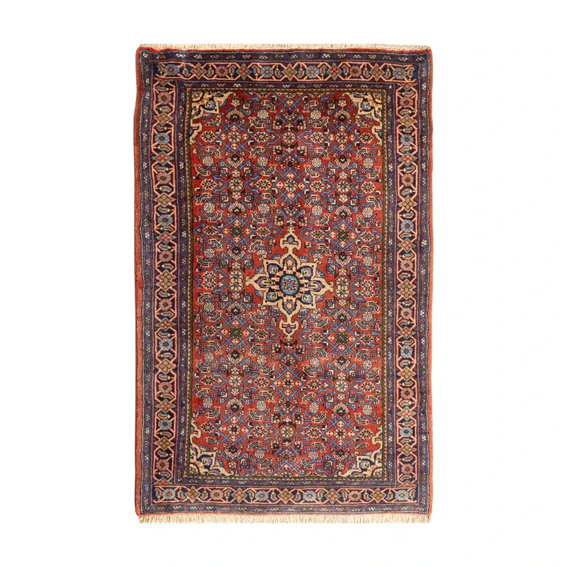 فرش دستبافت 0,5 متری مدل ساروق کد 45P9589 زمینه لاکی