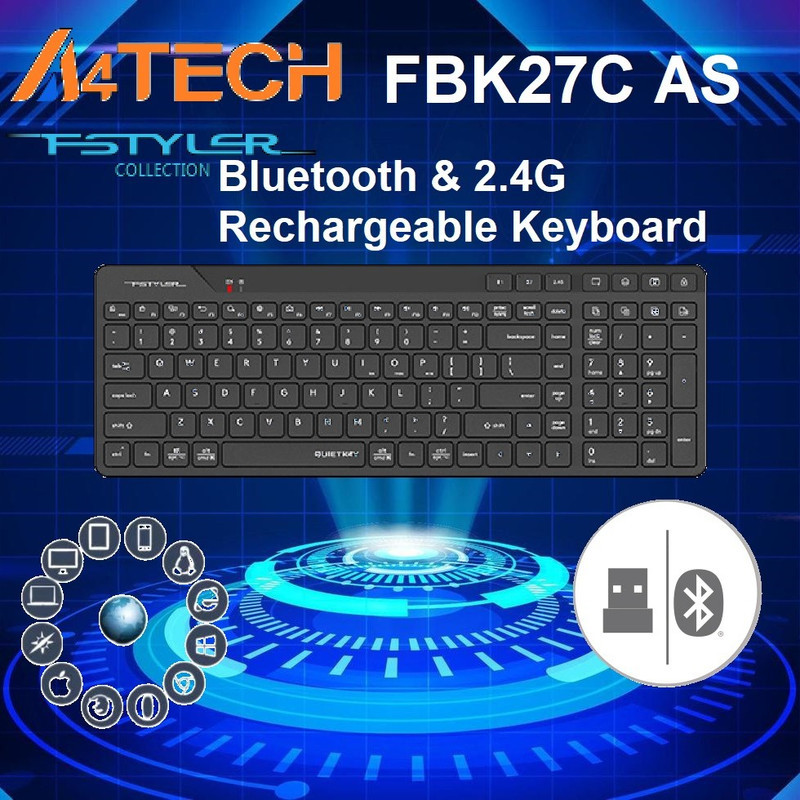 کیبورد بدون‌صدا ای فورتک مدل FBK27C AS