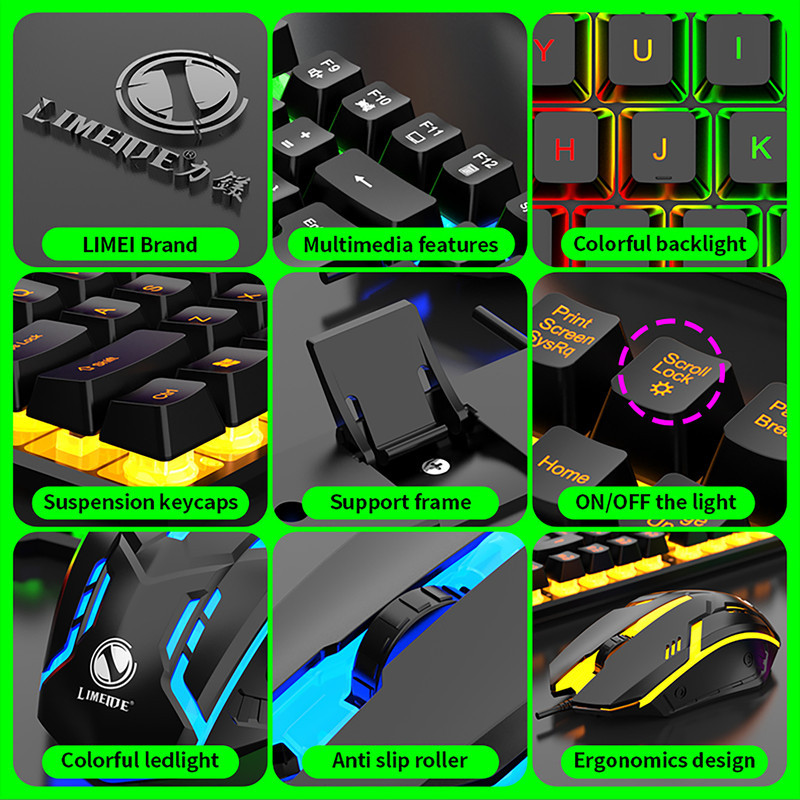 کیبورد و ماوس گیمینگ لایماید مدل GTX300-PINK VERSION، سوییچ ممبران، Full-Size، نورپردازی LED RGB