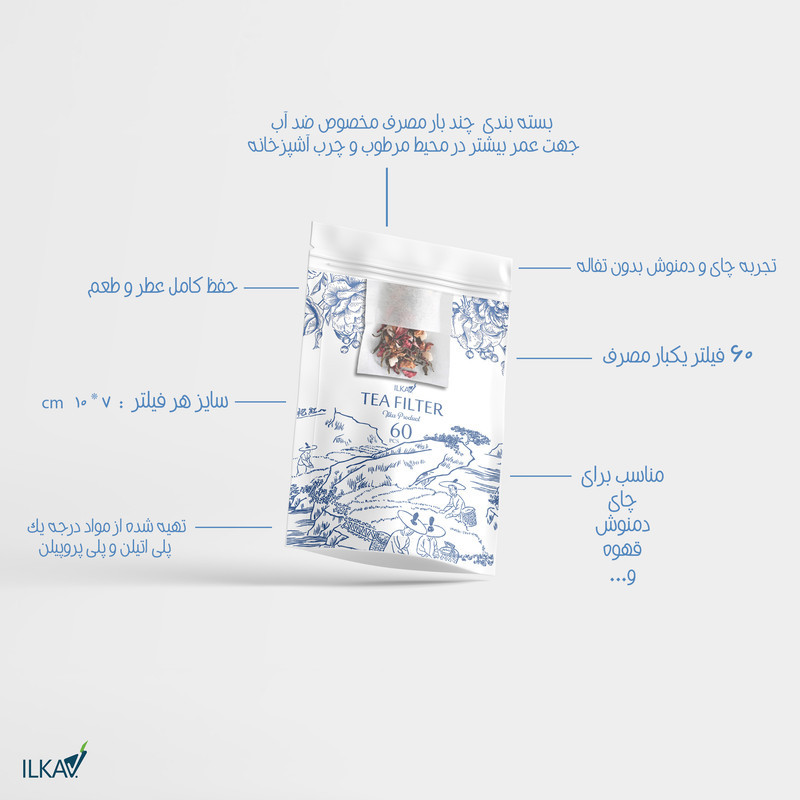 فیلتر چای ایلکا مدل اقتصادی دوازده بسته 60 عددی