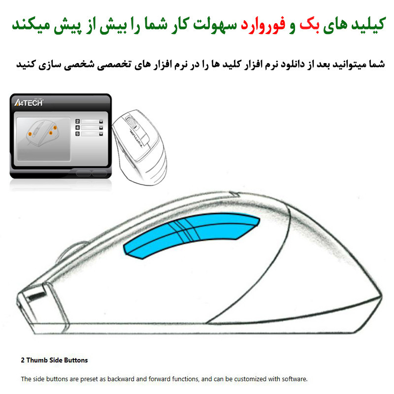 ماوس دوگانه بی‌ سیم و باسیم ای فورتک مدل FSTYLER_FG_35_C_PLUS