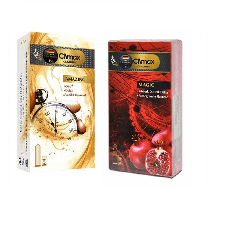 کاندوم کلایمکس مدل AMAZING بسته 12 عددی به همراه کاندوم کلایمکس مدل Magic  بسته 12 عددی