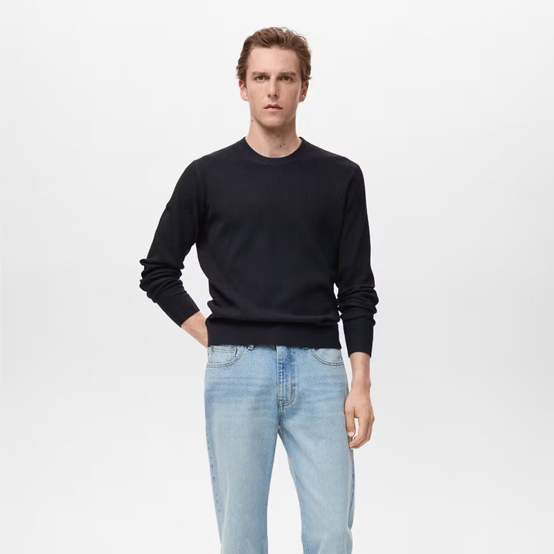 پلیور یقه گرد مردانه مانگو مدل REGULAR FIT COTTON