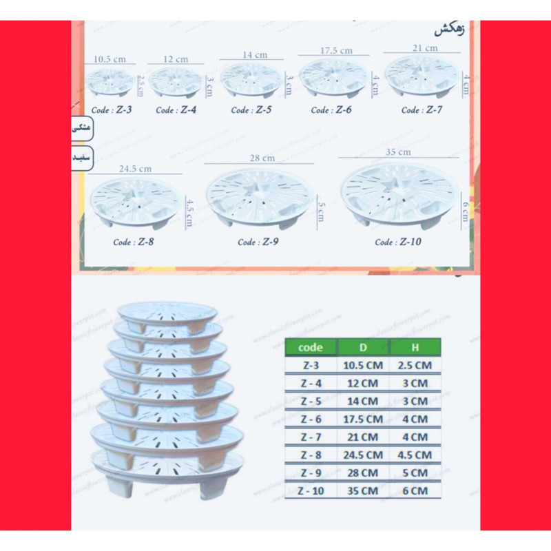 زیرگلدانی مدل زهکش جزیره کد 14cm بسته 4 عددی