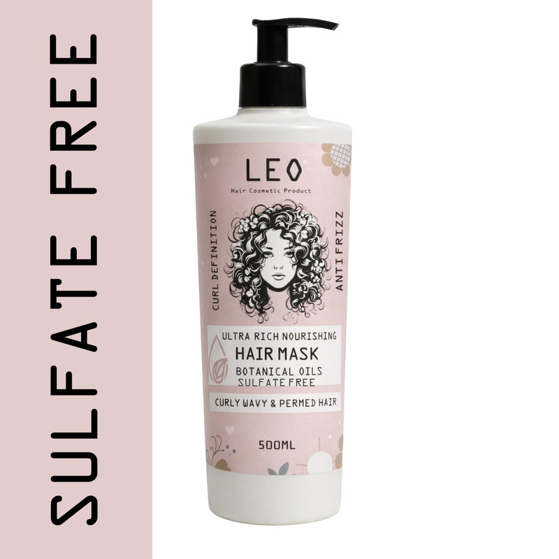 ماسک مو نرم کننده لئو مدل 02 مناسب موهای فر و مجعد حجم 500 میلی لیتر