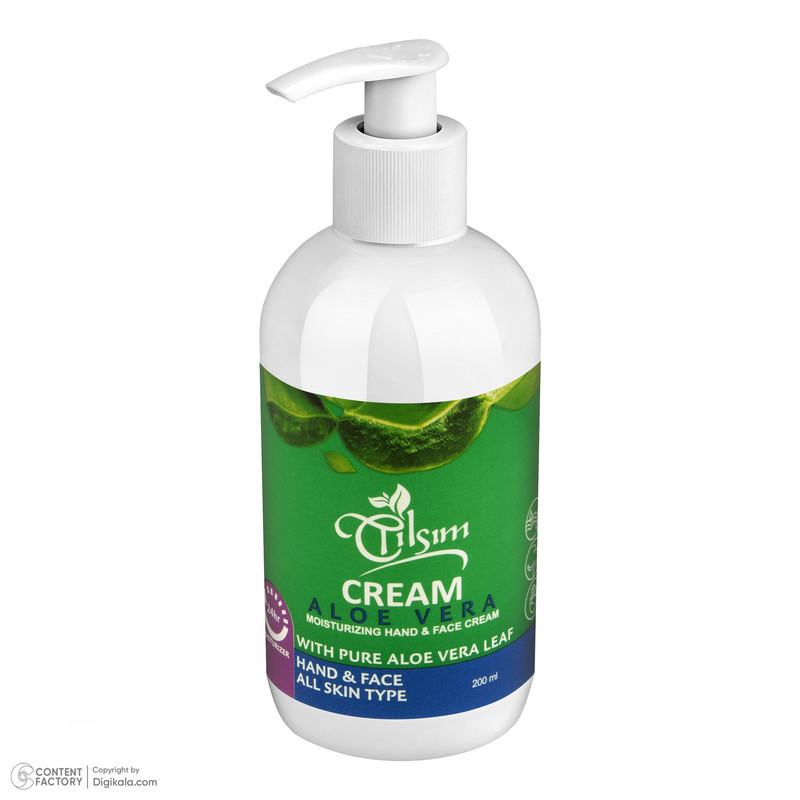 کرم مرطوب کننده دست و صورت تیلسیم مدل Aloe vera مناسب انواع پوست حجم 200 میلی لیتر