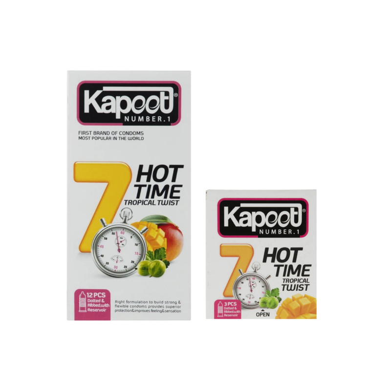 کاندوم تاخیری کاپوت مدل 7 HOT TIME بسته 12 عددی به همراه کاندوم تاخیری کاپوت مدل 7 HOT TIME بسته 3 عددی
