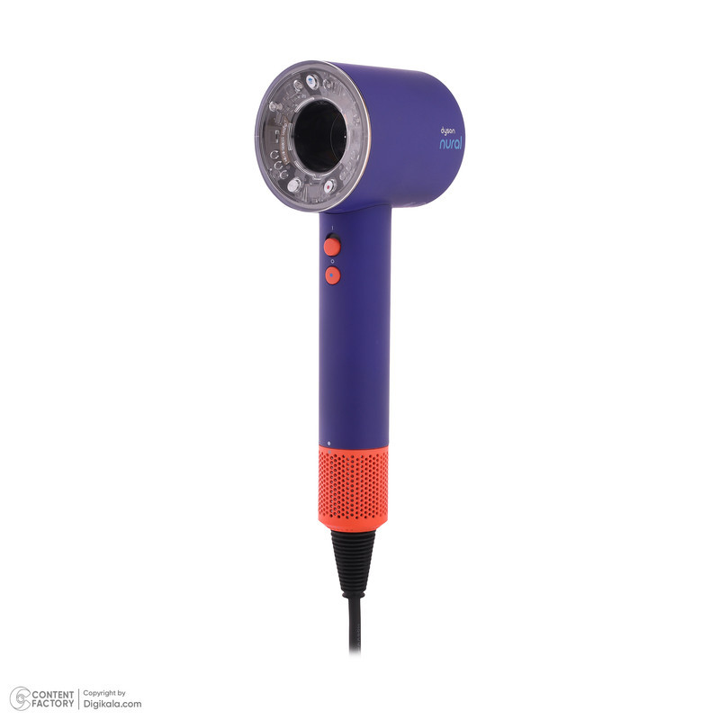 سشوار خانگی 220 وات دایسون مدل Supersonic hd16، موتور AC، وزن 2140 گرم، دارای سری برس‌دار گرد پهن، سری چرخشی، متمرکز‌کننده باریک، متمرکز‌کننده پهن، سری شانه‌دار با ویژگی صاف‌کنندگی، با قابلیت باد سرد