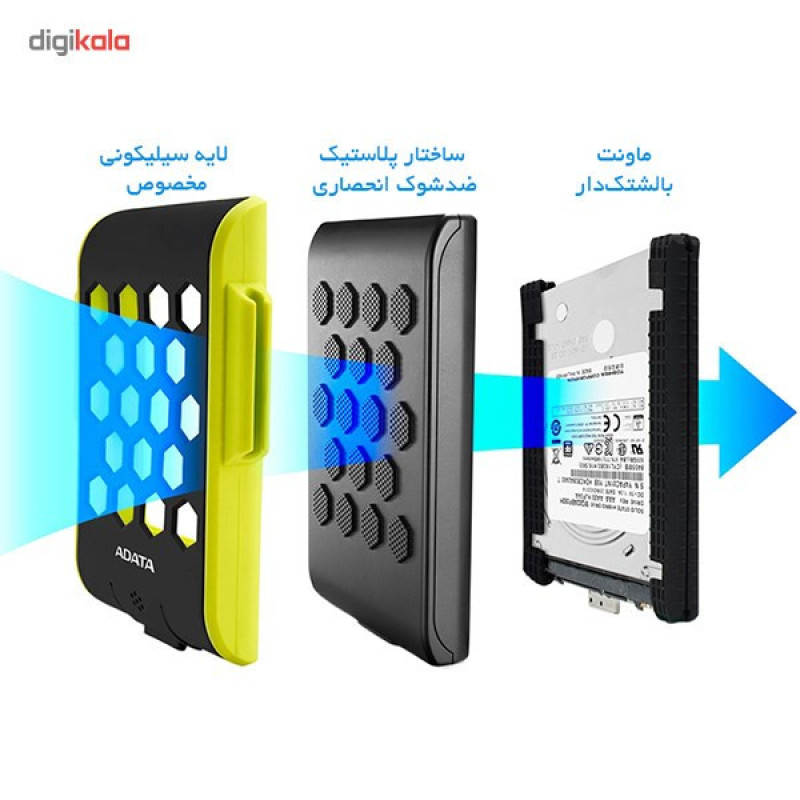 هارد اکسترنال ای دیتا مدل HD720 ظرفیت دو ترابایت دارای رابط USB Type-A 3.2