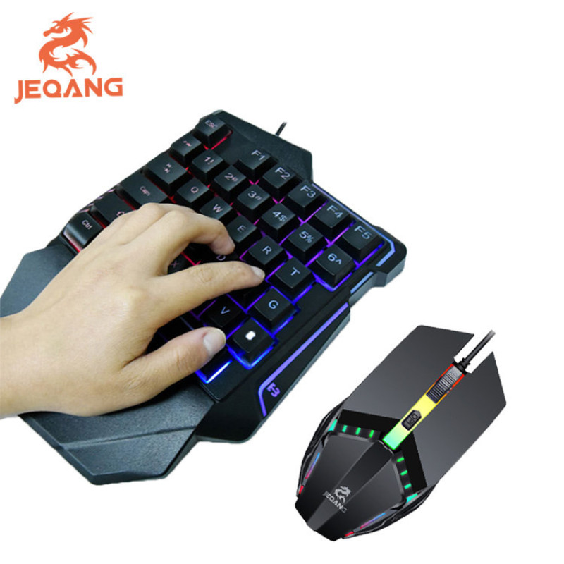 کیبورد و موس مخصوص بازی جکنگ مدل JK-913، سوییچ ممبران، Full-Size، نورپردازی LED RGB