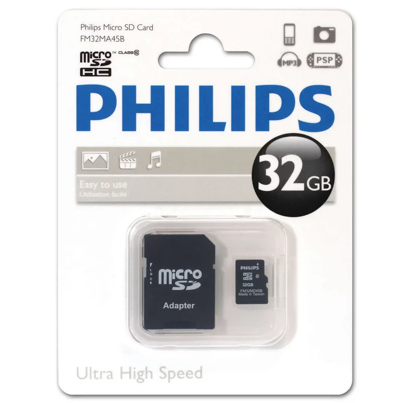 کارت حافظه‌ microSDHC فیلیپس مدل FM32MA45B کلاس 10 استاندارد U1 ظرفیت 32 گیگابایت به همراه آداپتور SD