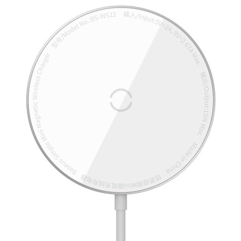 شارژر بی سیم باسئوس مدل Simple Mini Magnetic Wireless Charger WX01-JKF