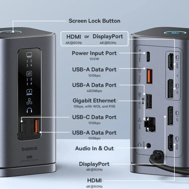 هاب 11 پورت USB-C بیسوس مدل BS-OH137  Spacemate Series