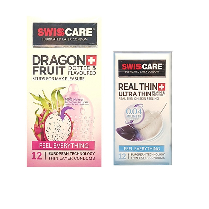 کاندوم سوئیس کر مدل DRAGON FRUIT Real Thin مجموعه 2 عددی