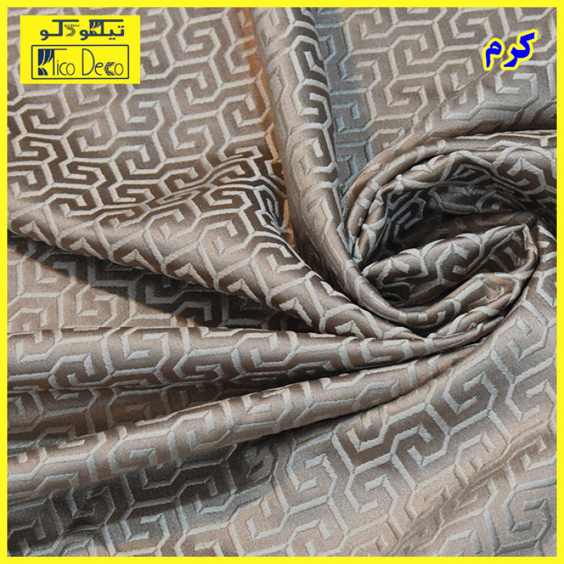 پرده پانچ تیکو دکو مدل ابریشم ساتن حاشیه دار کد greek key سایز 280*300 سانتی‌متر