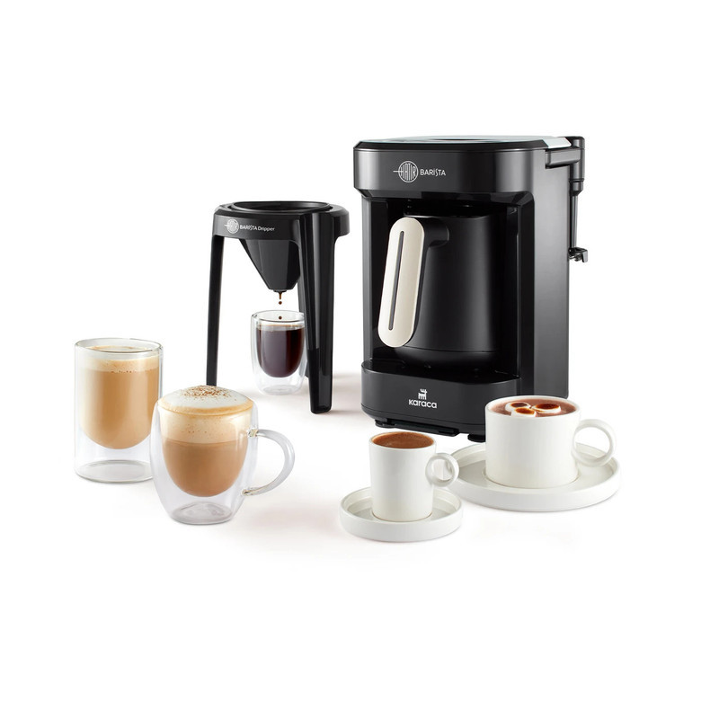 قهوه‌ساز کاراجا مدل Barista Türk، ظرفیت دم‌آوری پنج فنجان با فیلتر الیافی، دارای کف ساز شیر