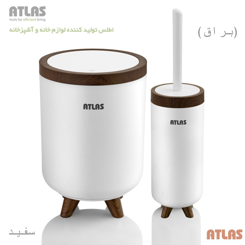 ست سطل و فرچه اطلس مدل سلین طرح چوب