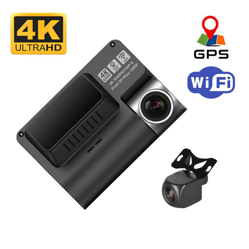 دوربین ثبت وقایع خودرو اتوویژن مدل HIS-4K-WiFi+GPS به همراه دوربین عقب و GPS
