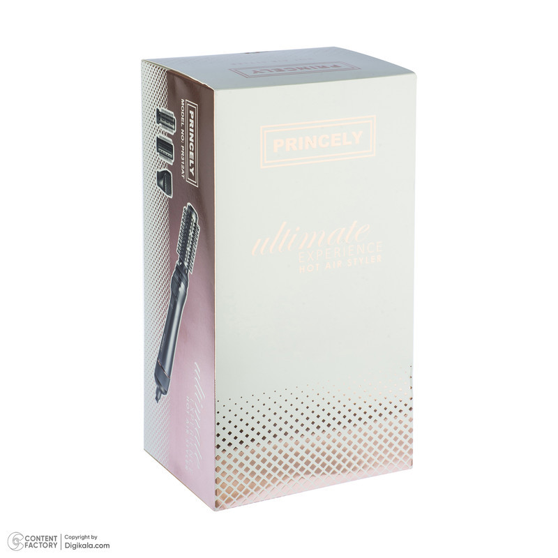 سشوار برس‌دار چرخشی 240 وات پرنسلی مدل PR312AT، موتور DC، وزن 1430 گرم، دارای سری شانه‌دار، سری برس‌دار گرد پهن، سری چرخشی، کیف نگه‌دارنده، سری دندانه‌دار با ویژگی فرکنندگی، صاف‌کنندگی، حجم‌دهندگی
