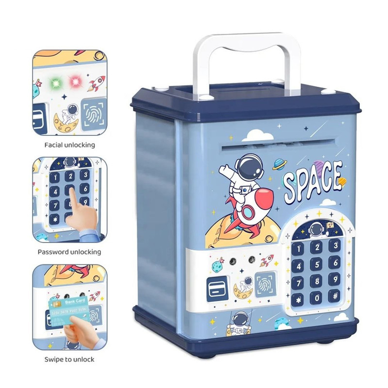 اسباب بازی مدل قلک رمز دار گاوصندوقی طرح فضا نورد اثر انگشتی کد SAFE.BOX-TRB