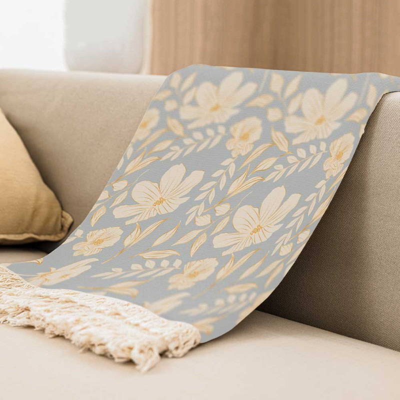 شال مبل مدل گلدار کد F2SH1082 سایز 98x180 سانتی متر
