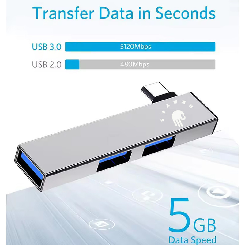 هاب 3 پورت USB-C اکی یس مدل HUB300TYPEC