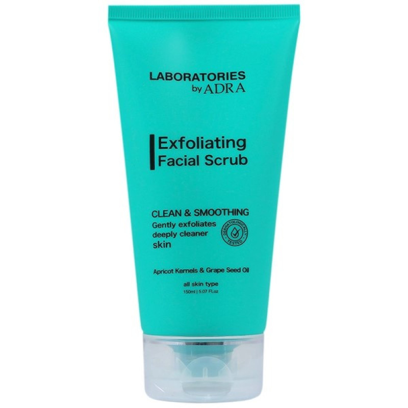 اسکراب لایه بردار صورت لابراتوریز آدرا مدل Exfoliating مناسب برای انواع پوست حجم 150 میلی‌لیتر