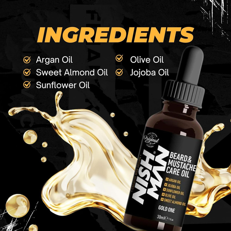 روغن مو تقویت‌کننده و نرم‌کننده نیشمن مدل Gold one مناسب برای انواع مو حجم 30 میلی‌لیتر