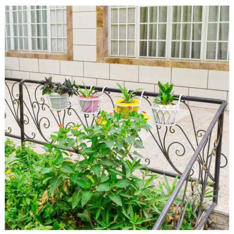 استند گلدان آویزدار آهنی با دهانه 20 سانتی‌متر، ابعاد 5x5x5 سانتی‌متر، وزن 100 گرم (بسته 2 عددی)