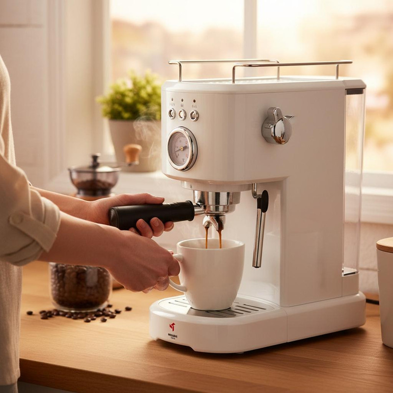 اسپرسوساز 1200 میلی‌لیتری مباشی مدل ECM-2040، مناسب تهیه اسپرسو، کاپوچینو، کافه لاته، ماکیاتو و موکا، دارای سینی چکه گیر، سیستم گرم کردن فنجان