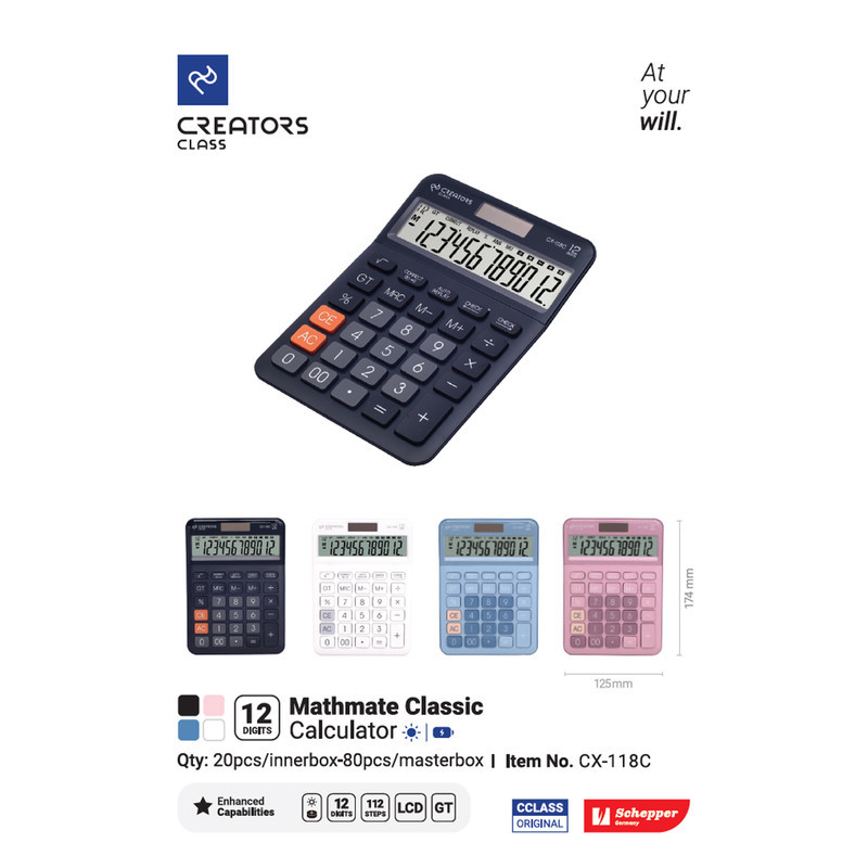 ماشین حساب سی.کلاس کریتورز مدل مت میت طرح کلاسیک کد CX-118C-1