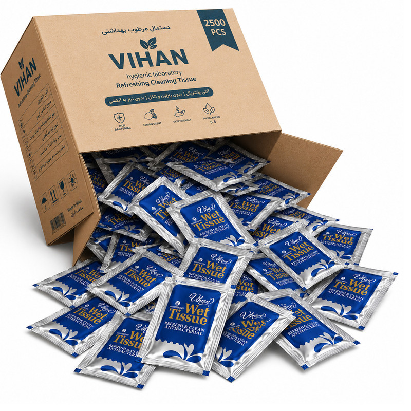دستمال مرطوب ویهان مدل AntiBacterial-2-100 مجموعه 2500 عددی