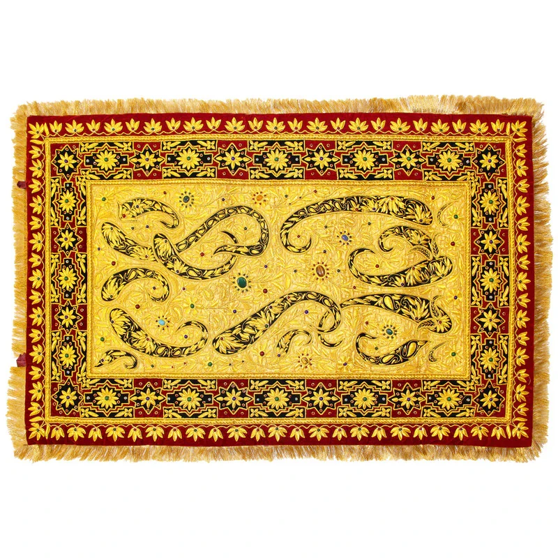 فرش جواهر دستبافت زرموند یک متری مدل Paisley کد 2