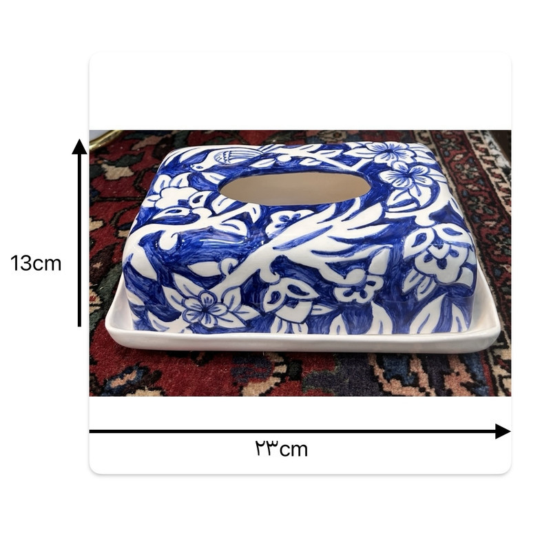 جای دستمال کاغذی سرامیکی مدل گل مرغ