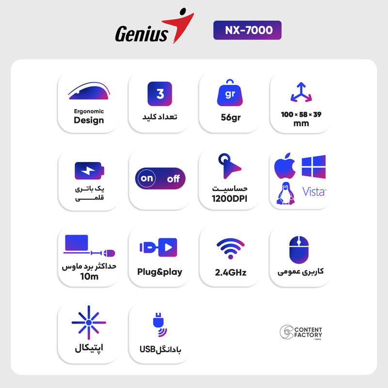 ماوس بی سیم جنیوس مدل NX-7000